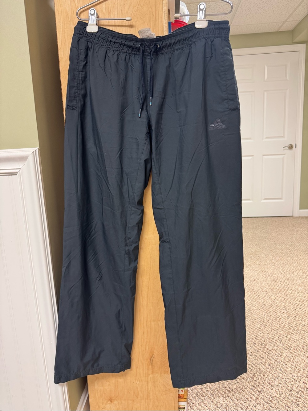 Black Athletic Track Pants with Adidas Logo